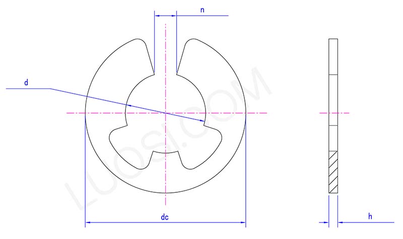 E type retaining rings Structure diagram